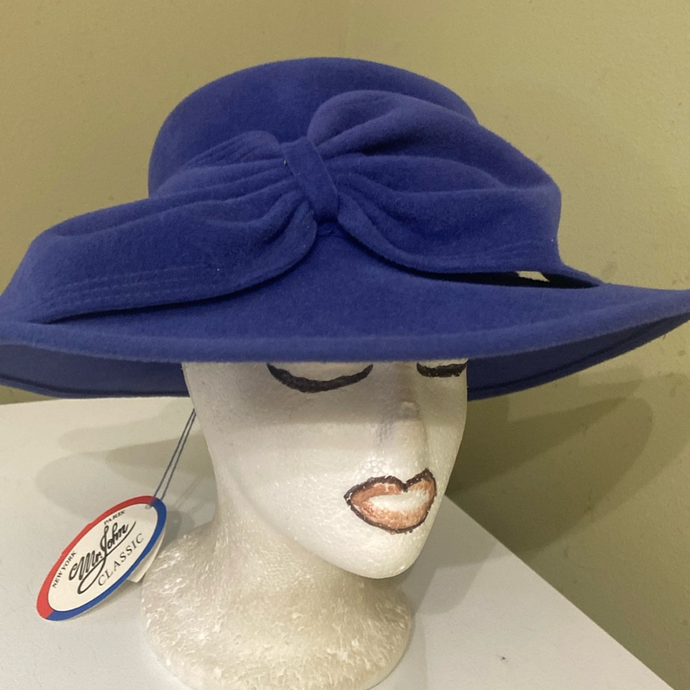 NWT Blue Wool Church Dress Hat by Mr. John